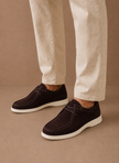 Men's FJØRNA suede moc-toe lace-up casual shoes, stylish men's shoes with a moc-toe design and lace-up closure.
