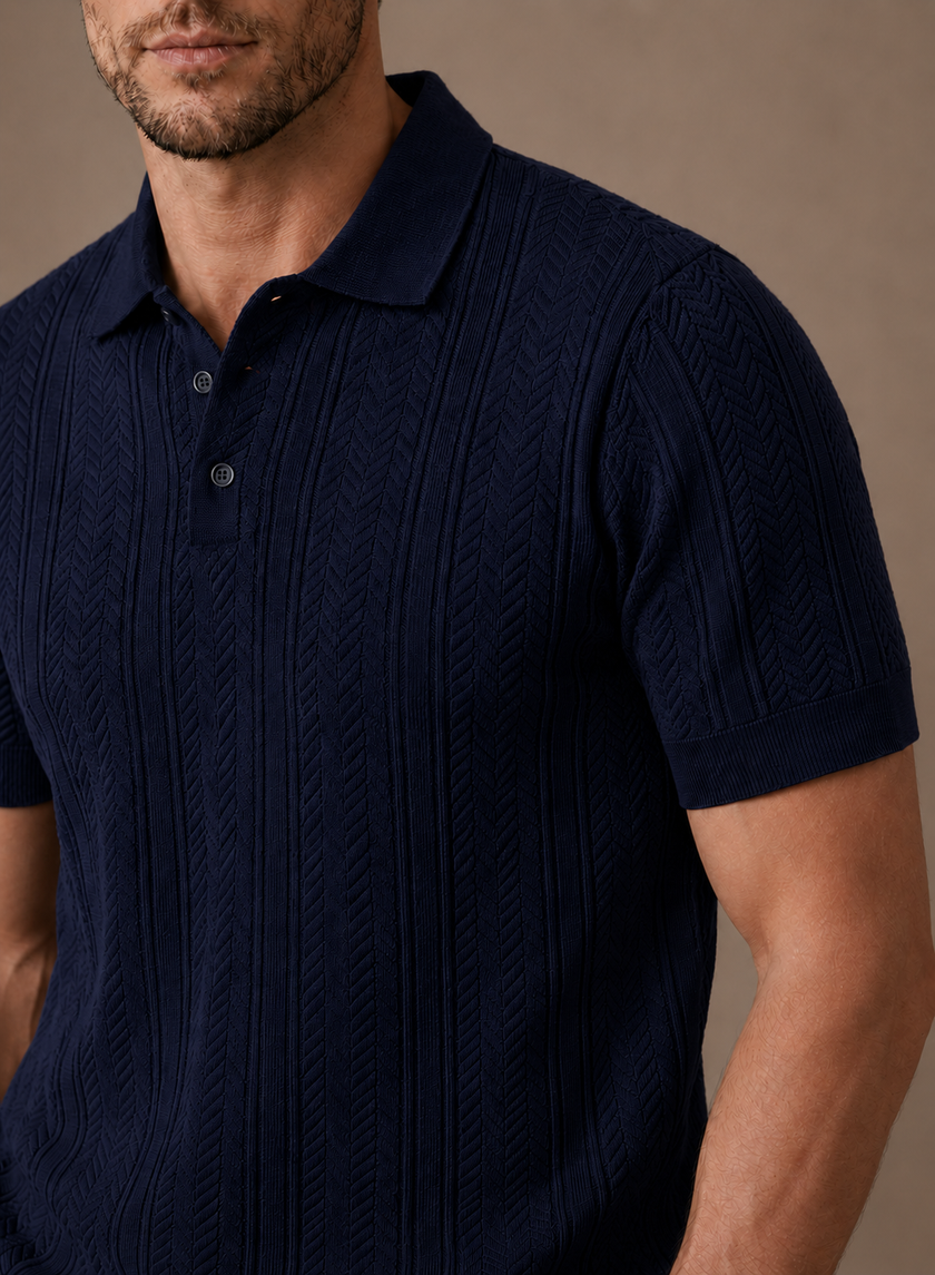 Men's FJØRNA summer polo shirt, breathable slim fit casual men's polo shirt, light fabric for warm weather.