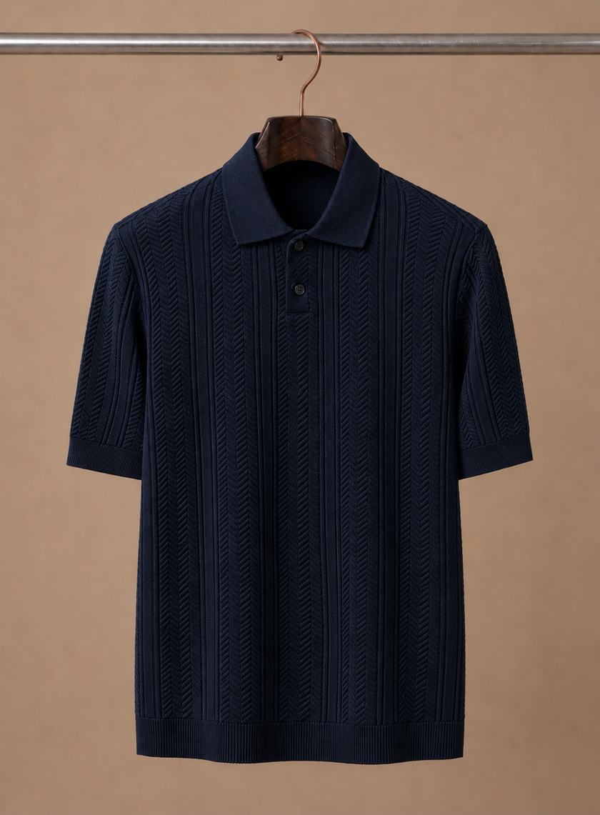 Men's summer polo shirt by FJØRNA, breathable slim fit casual polo in vibrant color, perfect for warm weather.