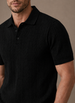 FJØRNA men's summer polo shirt, slim fit, breathable cotton, casual style, light blue with collar and short sleeves.