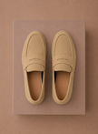 Men's summer slip-on loafers by FJØRNA, smart casual shoes in tan with a sleek design for stylish everyday wear.