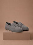 FJØRNA men's summer slip-on loafers in tan leather, casual smart shoes with a sleek design and comfortable fit.