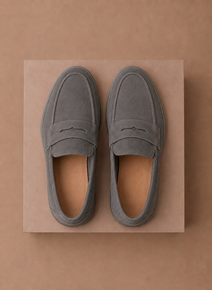 Men's summer slip-on loafers by FJØRNA, showcasing casual smart shoes with breathable design and stylish leather finish.