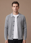 FJØRNA men's breathable knit cardigan sweater, smart casual layer with a relaxed fit and textured knit fabric.
