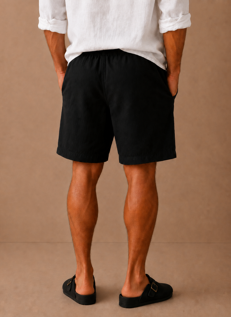 Men's cotton linen shorts by FJØRNA, relaxed fit summer men's pants, lightweight breathable casual shorts for warm weather