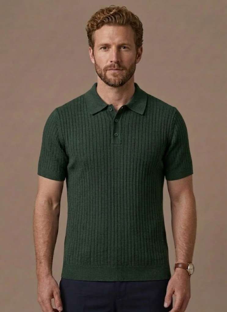 Men's lightweight cotton polo shirt by FJØRNA featuring a casual fit, short sleeves, and classic collar for everyday wear.
