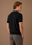 Men's slim fit polo shirt by FJØRNA featuring contrast trim, made from luxury cotton fabric, showcasing stylish casual wear.
