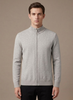 Men's zip cardigan by FJØRNA featuring a stand collar, casual stretch knit fabric, and a stylish, relaxed fit.