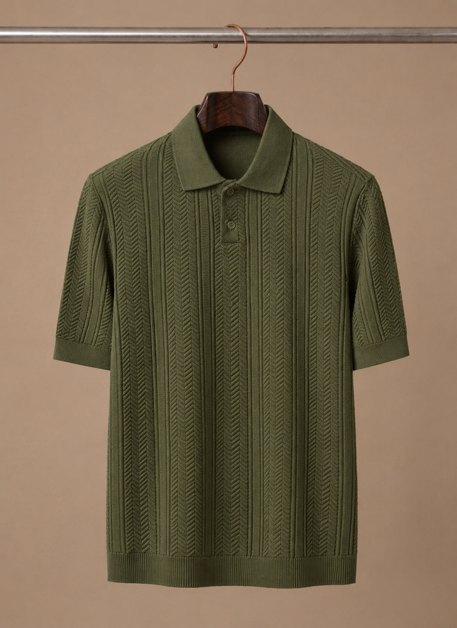 FJØRNA men's summer polo shirt, breathable slim fit casual wear, light fabric, short sleeves, and classic collar.