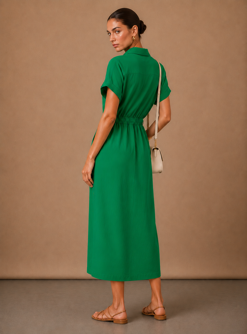 Elegant women's sleeveless formal dress by FJØRNA, lightweight fabric, perfect for special occasions and evening events.