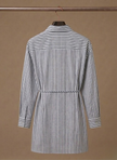 FJØRNA women's striped midi shirt dress with tie waist and long sleeves, casual style, featuring a button-front design.