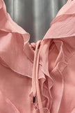 FJØRNA asymmetric ruffled women's mini dress showcasing a stylish, flowy design perfect for party and day wear.