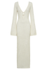 FJØRNA Studio | Crochet Maxi Dress with Flared Sleeves & Gold Details