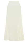 Luna | Pleated Full-Length Maxi Skirt in White