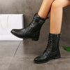 FJØRNA Erica Toe Side Zipper Orthopedic Boots, showing black leather boots with side zipper and orthopedic design.