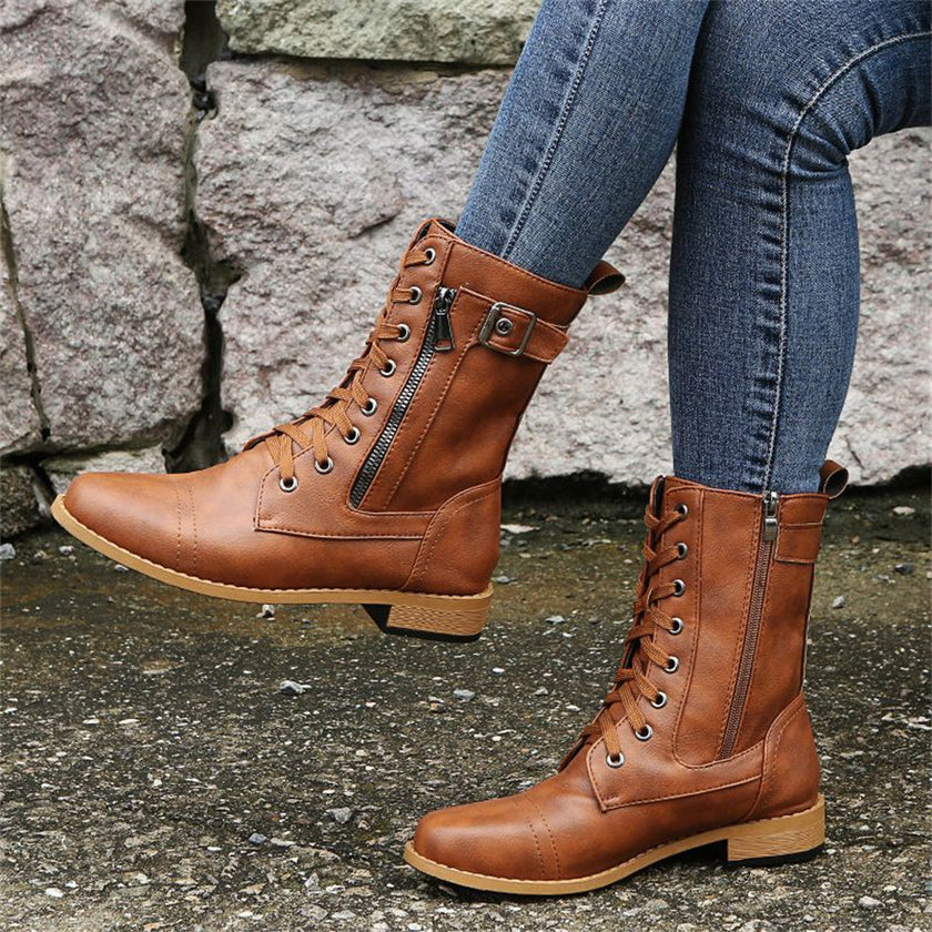 FJØRNA Erica Toe Side Zipper Orthopedic Boots displayed with side zipper detail and supportive design for foot comfort.