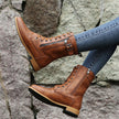 FJØRNA Erica Toe Side Zipper Orthopedic Boots showing beige leather exterior with side zipper and supportive sole.