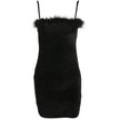 White Babe Furry Dress by FJØRNA, featuring a soft, plush texture and stylish fit, perfect for streetwear and Y2K fashion.
