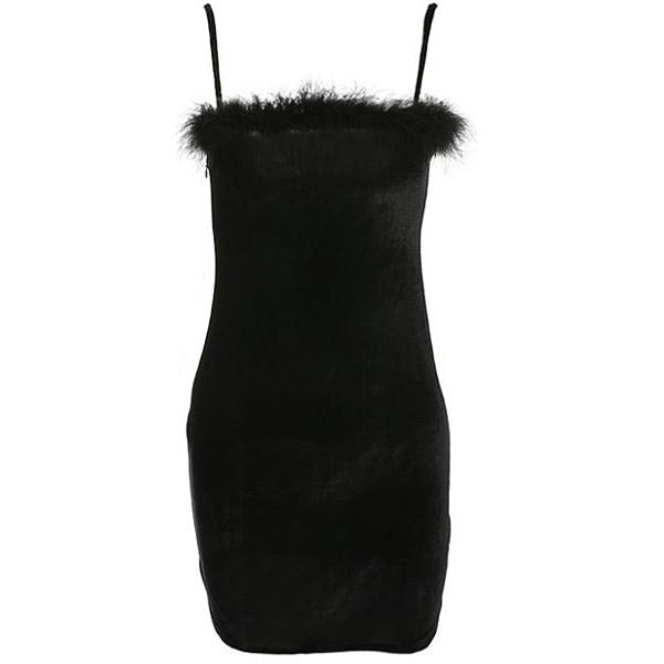 White Babe Furry Dress by FJØRNA, featuring a soft, plush texture and stylish fit, perfect for streetwear and Y2K fashion.