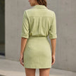 FJØRNA women's summer two-piece bodycon co-ord set, back view showing fitted top and matching skirt with side slit.