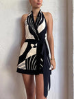 Backless Wrap Front Women's Mini Dress - Party & Day Style