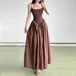 FJØRNA women's basque waist dress in mini, midi, and maxi lengths, featuring a fitted bodice and elegant silhouette.