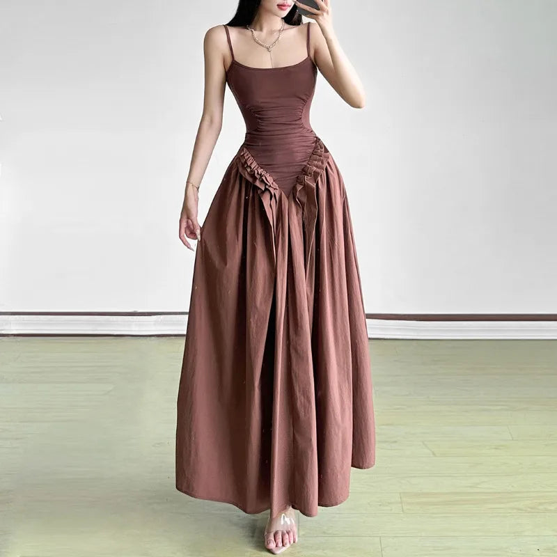 FJØRNA women's basque waist dress in mini, midi, and maxi lengths, featuring a fitted bodice and elegant silhouette.