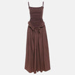 FJØRNA women's Basque waist dress in mini, midi, and maxi styles, showcasing a fitted bodice and elegant silhouette.