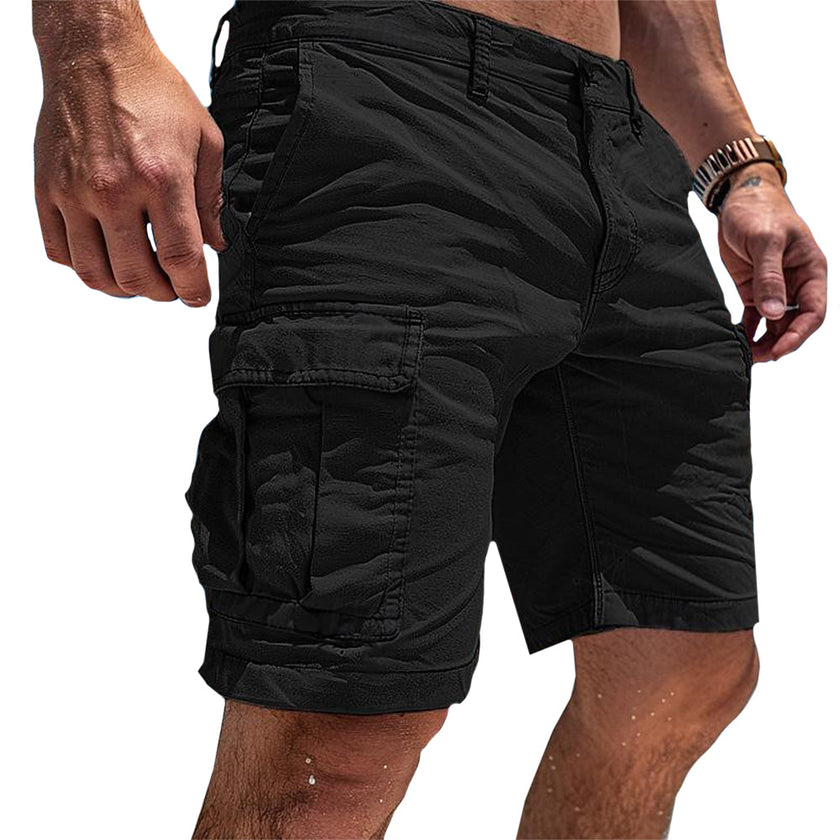 Men's FJØRNA cotton cargo shorts, lightweight and breathable with multiple pockets, perfect for casual wear.