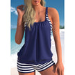 FJØRNA women's two-piece tankini swimwear set with patterned top and solid bottom, suitable for beach or pool.