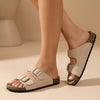 FJØRNA women's orthopedic sandals with adjustable straps in denim, beige color, featuring supportive design and open-toe style.