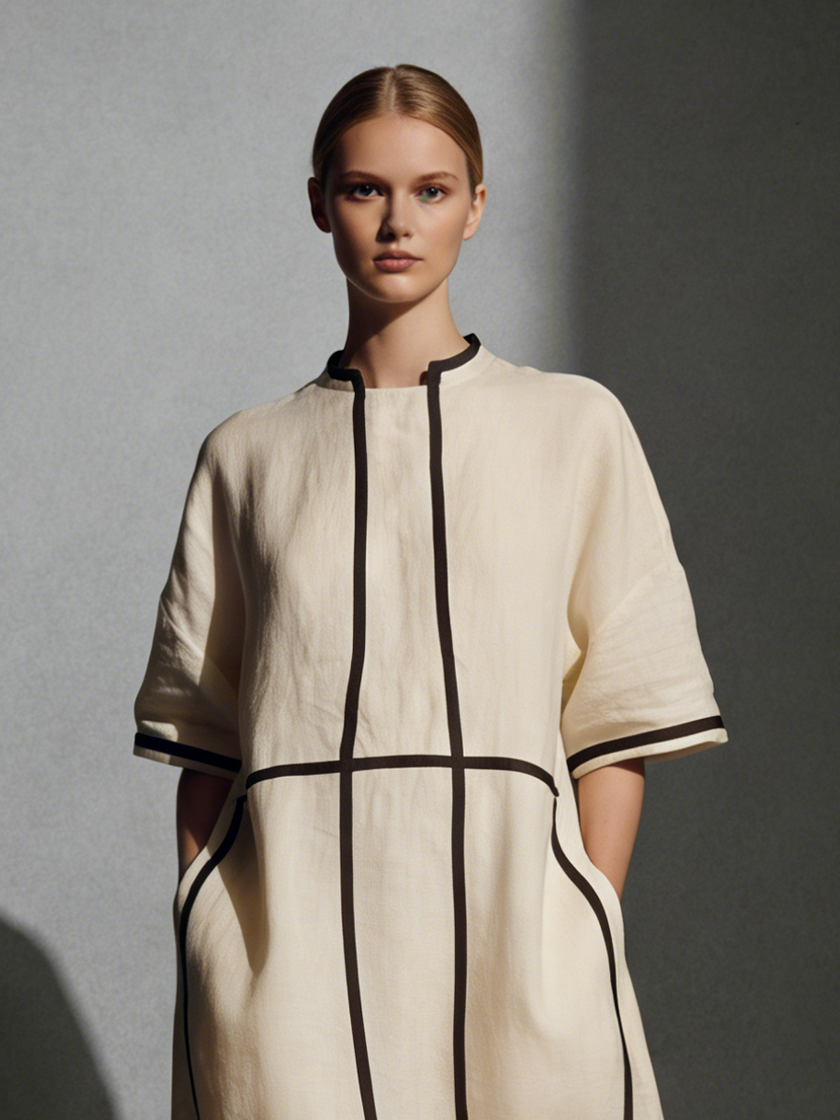 Beige Linen Maxi Dress For Women