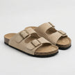 FJØRNA women's orthopedic denim sandals with adjustable straps, beige color, comfortable footwear for casual wear.