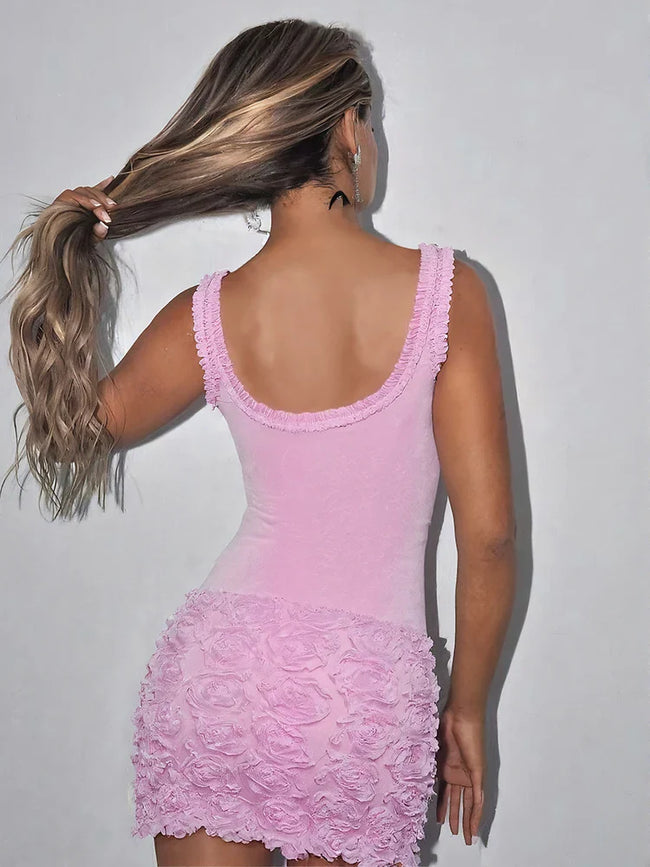 FJØRNA Bimbocore women's mini dress, stylish party and day wear dress with a fitted silhouette and vibrant design.