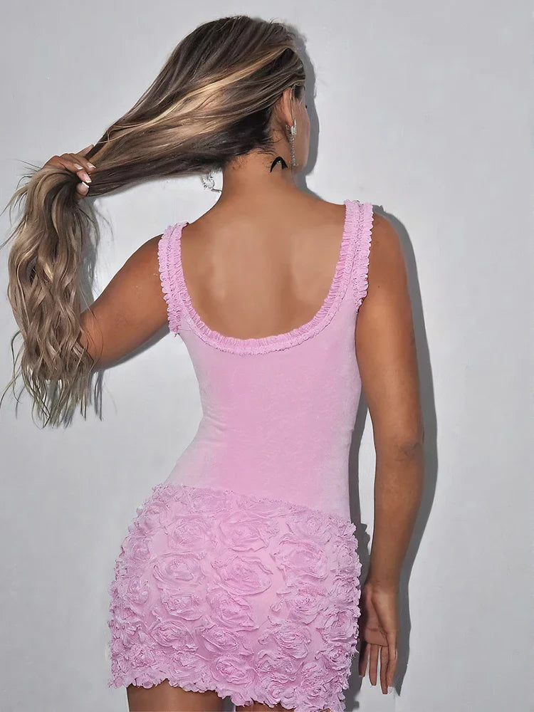 FJØRNA Bimbocore women's mini dress, stylish party and day wear dress with a fitted silhouette and vibrant design.