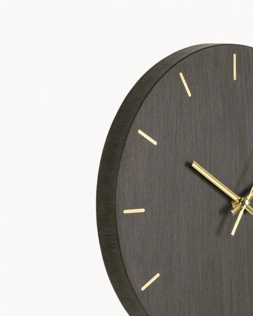 Shae | Modern Wall Clock in Grey Wood Look