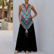 Black FJØRNA relaxed fit floral sleeveless maxi dress with pockets, featuring a flowy silhouette and a comfortable, casual style.