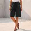 Black FJØRNA women's summer cotton shorts with drawstring waist, casual and comfortable for warm weather.
