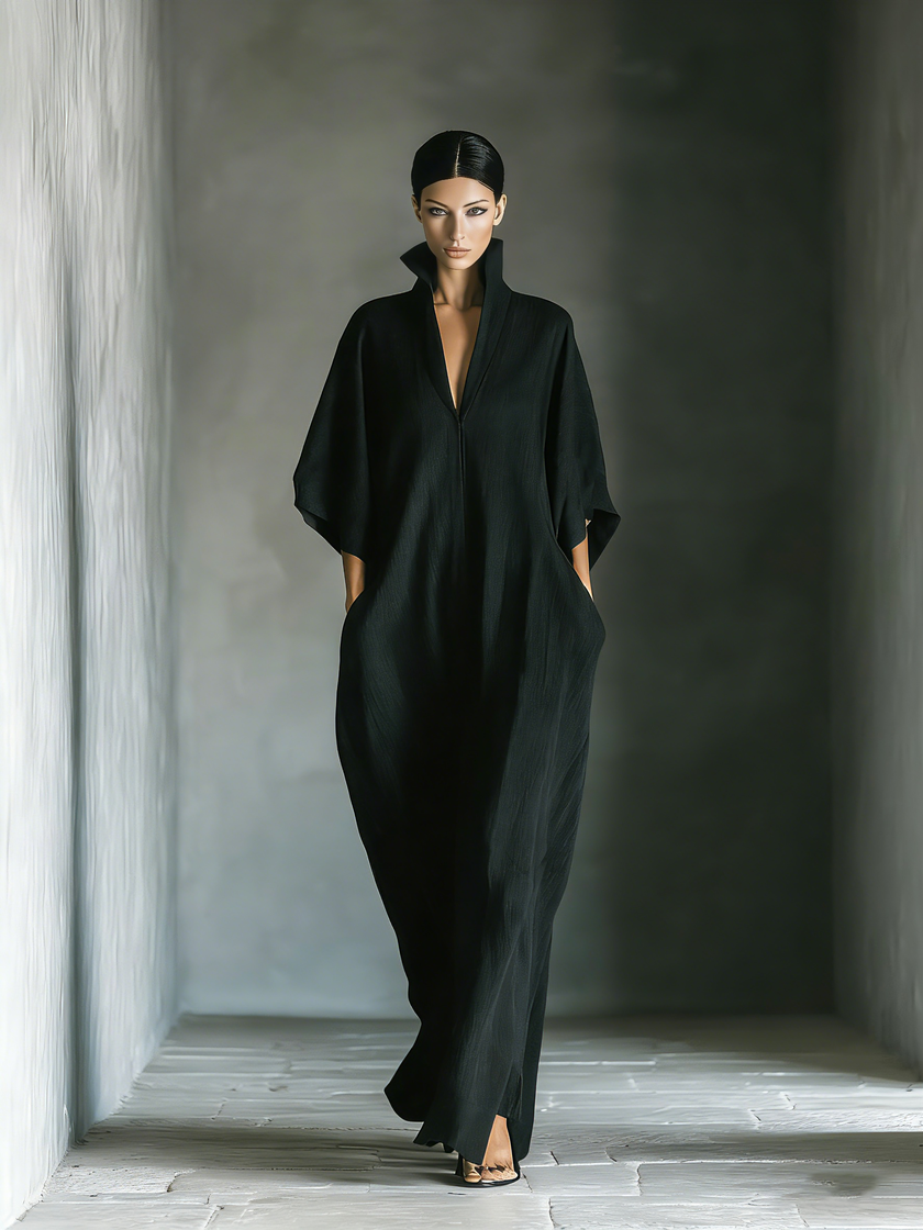 Black Cotton Maxi Dress For Women