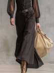 Black Denim V-Neck Maxi Dress | Casual Dress