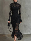 Black Lace Fishtail Maxi Dress | Evening Dress
