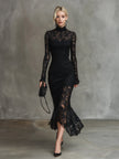 Black Lace Fishtail Maxi Dress | Evening Dress