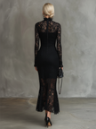 Black Lace Fishtail Maxi Dress | Evening Dress