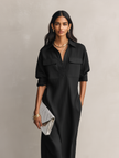 Black Linen Midi Dress | Evening Dress