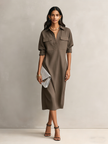Black Linen Midi Dress | Evening Dress