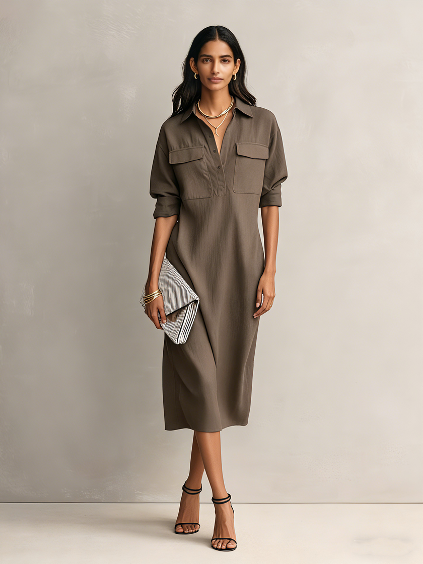 Black Linen Midi Dress | Evening Dress