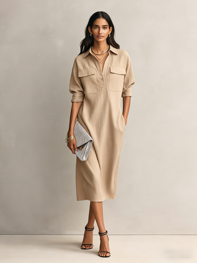 Black Linen Midi Dress | Evening Dress