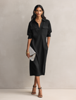 Black Linen Midi Dress | Evening Dress