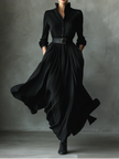 Black Pleated Maxi Dress For Women
