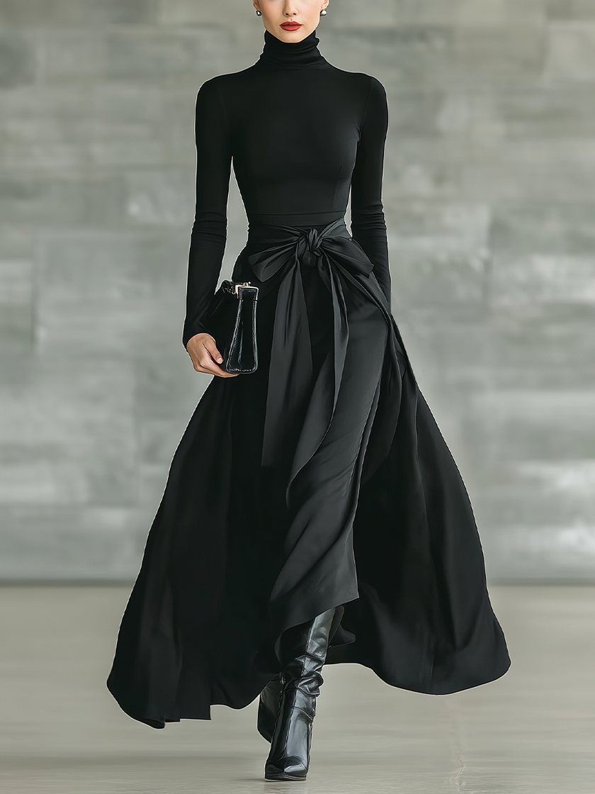 Black Satin Maxi Dress | Evening Dress